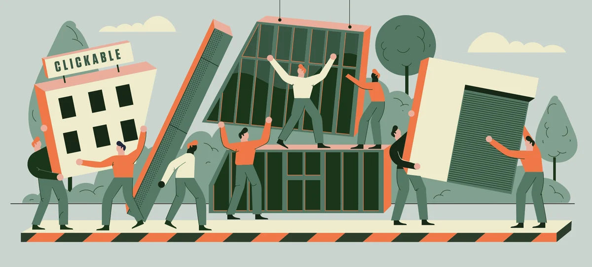 The Clickable team assembling the warehouse